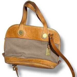 Vintage Dooney & Bourke Cabriolet Canvas and Leather Dome Satchel